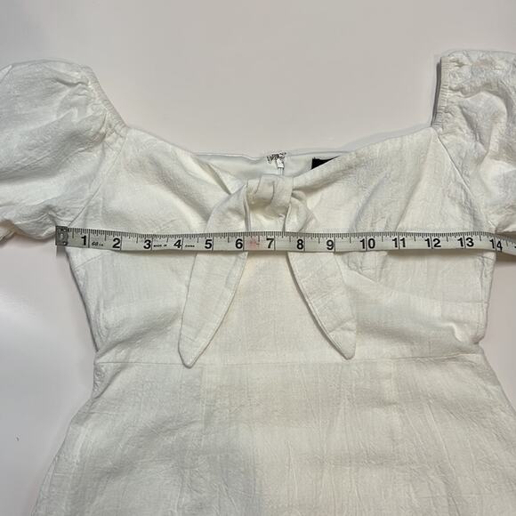Wild Girls Tie Front Puff Sleeve Mini Dress in White - Picture 4 of 10